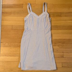 LOFT White and Black Striped Dress